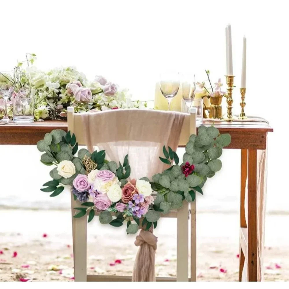 2 Piece | Lavender Purple Shades Arch Flowers Swag Floral Roses Hydrangeas
